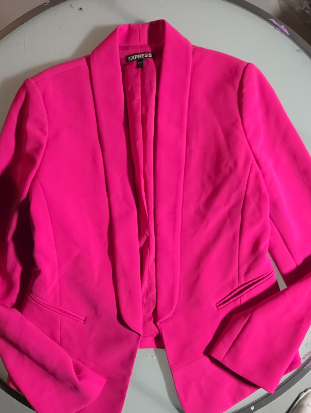 Express Women's Bright Pink Shawl-Collar Blazer